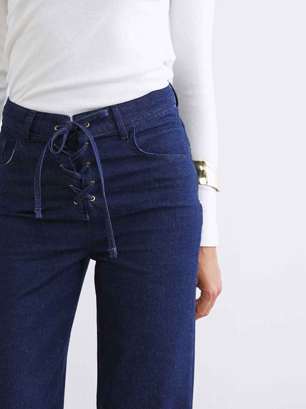 Lacivert Flare Kadın Jean Pantolon-3