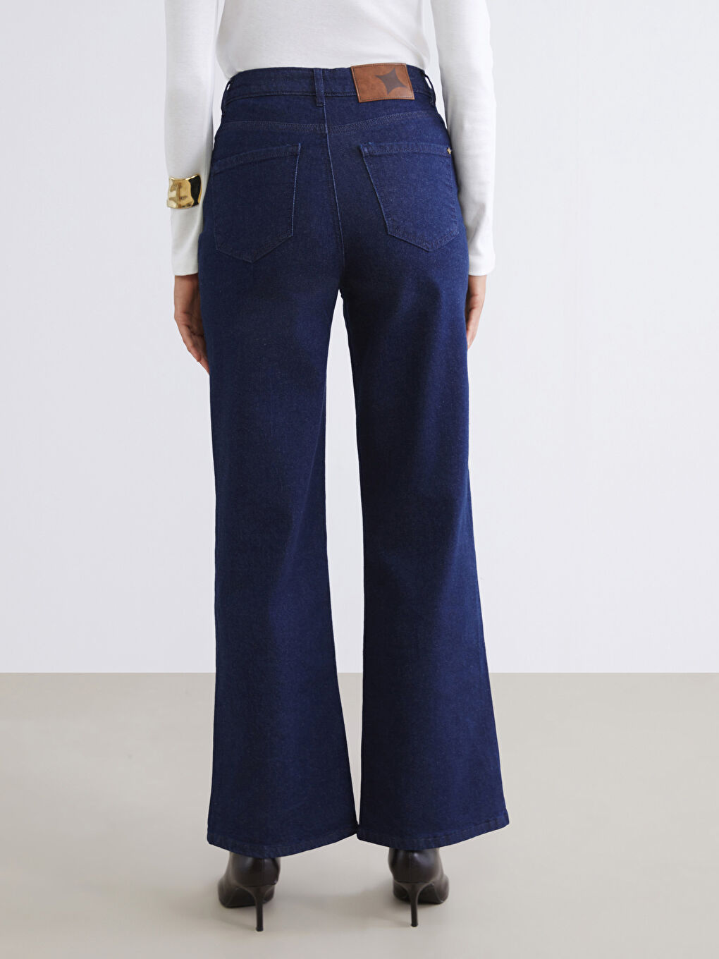 Lacivert Flare Kadın Jean Pantolon-4