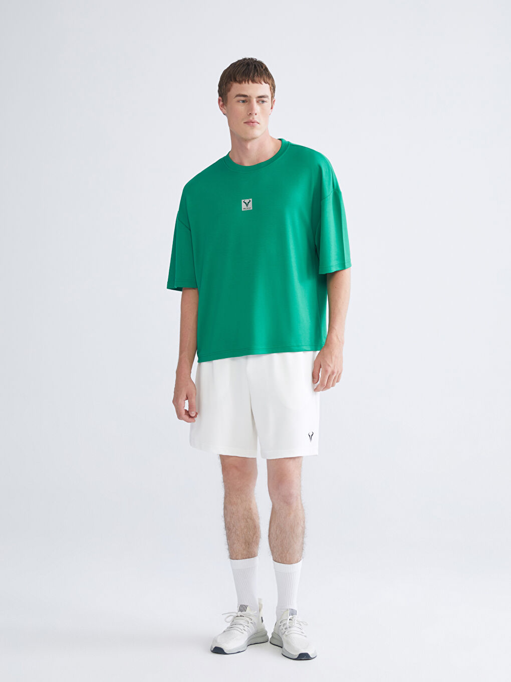 Yeşil Bisiklet Yaka Baskılı Erkek Spor Tişört-1