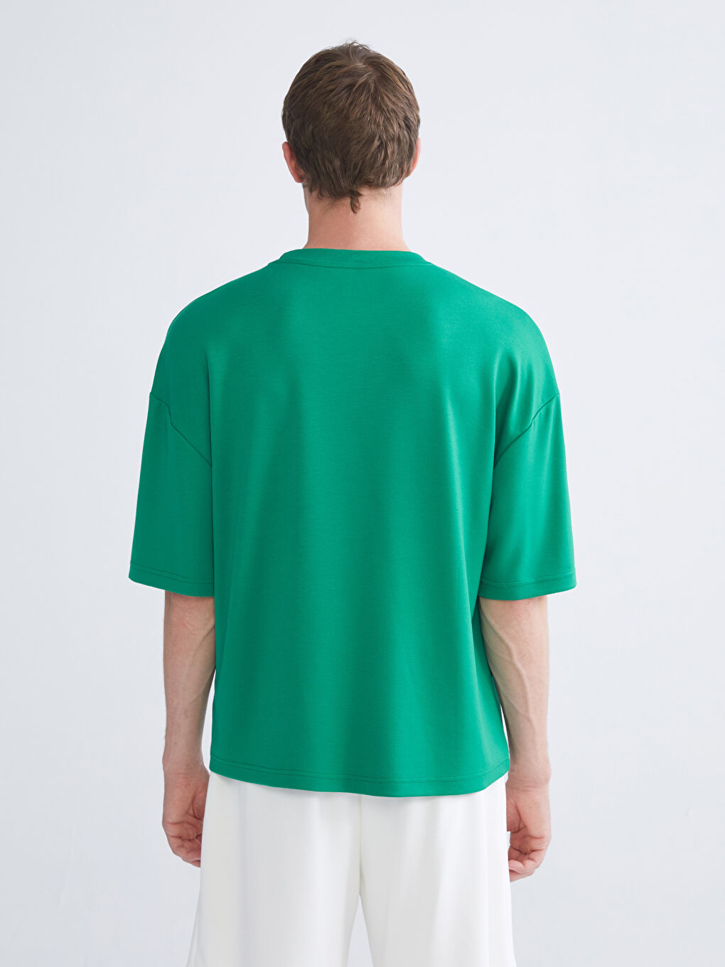 Yeşil Bisiklet Yaka Baskılı Erkek Spor Tişört-3