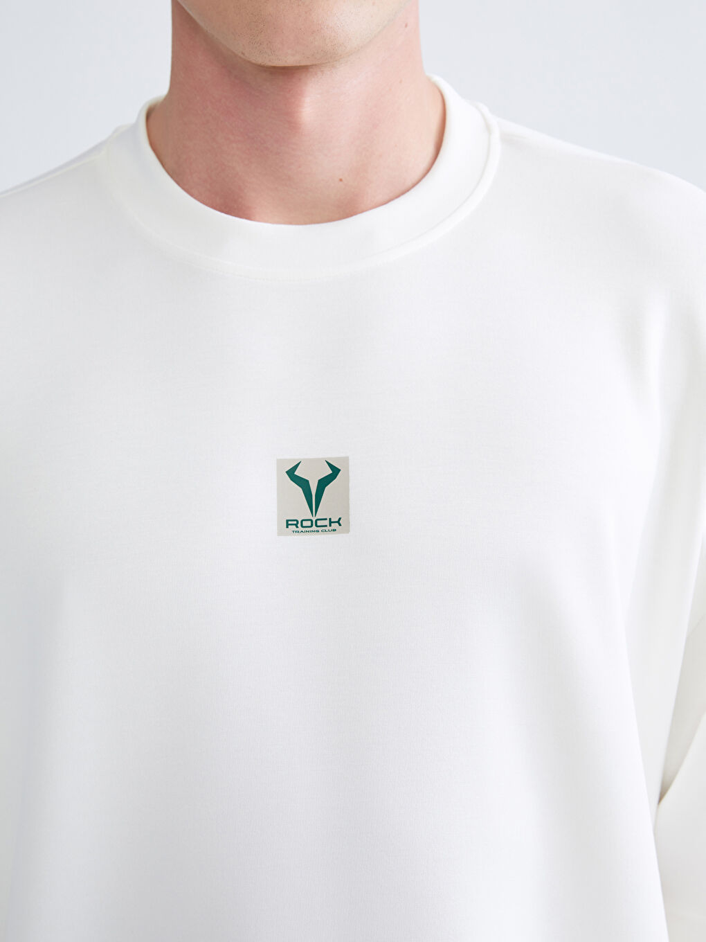 Ekru Bisiklet Yaka Baskılı Erkek Spor Tişört-2