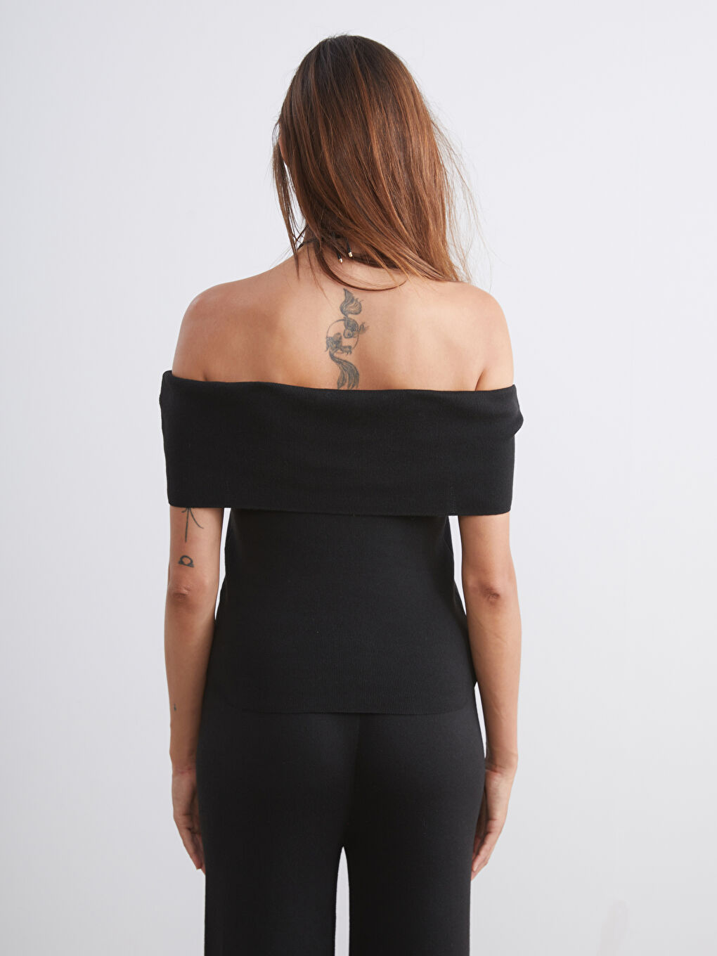 Siyah Beli Lastikli Kadın Triko Pantolon-3