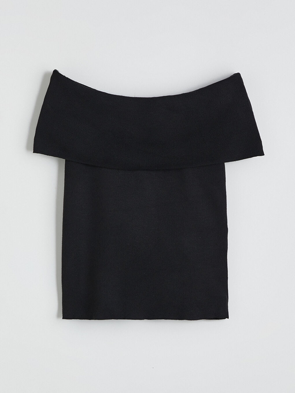 Siyah Kayık Yaka Kadın Triko Kazak-4