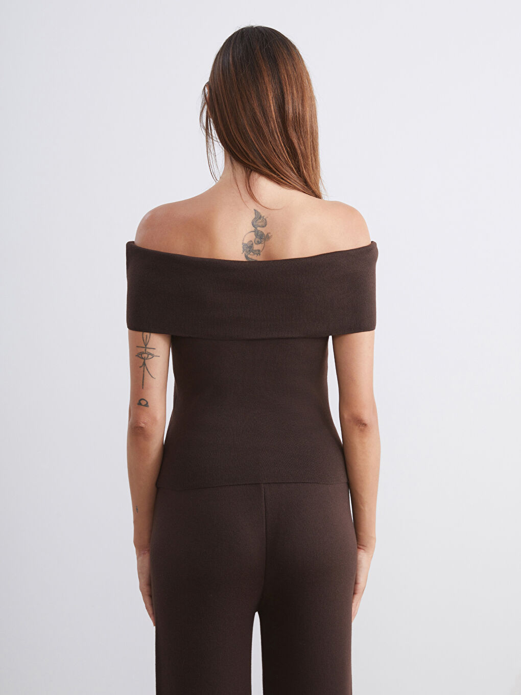 Bej Kayık Yaka Kadın Triko Kazak-3