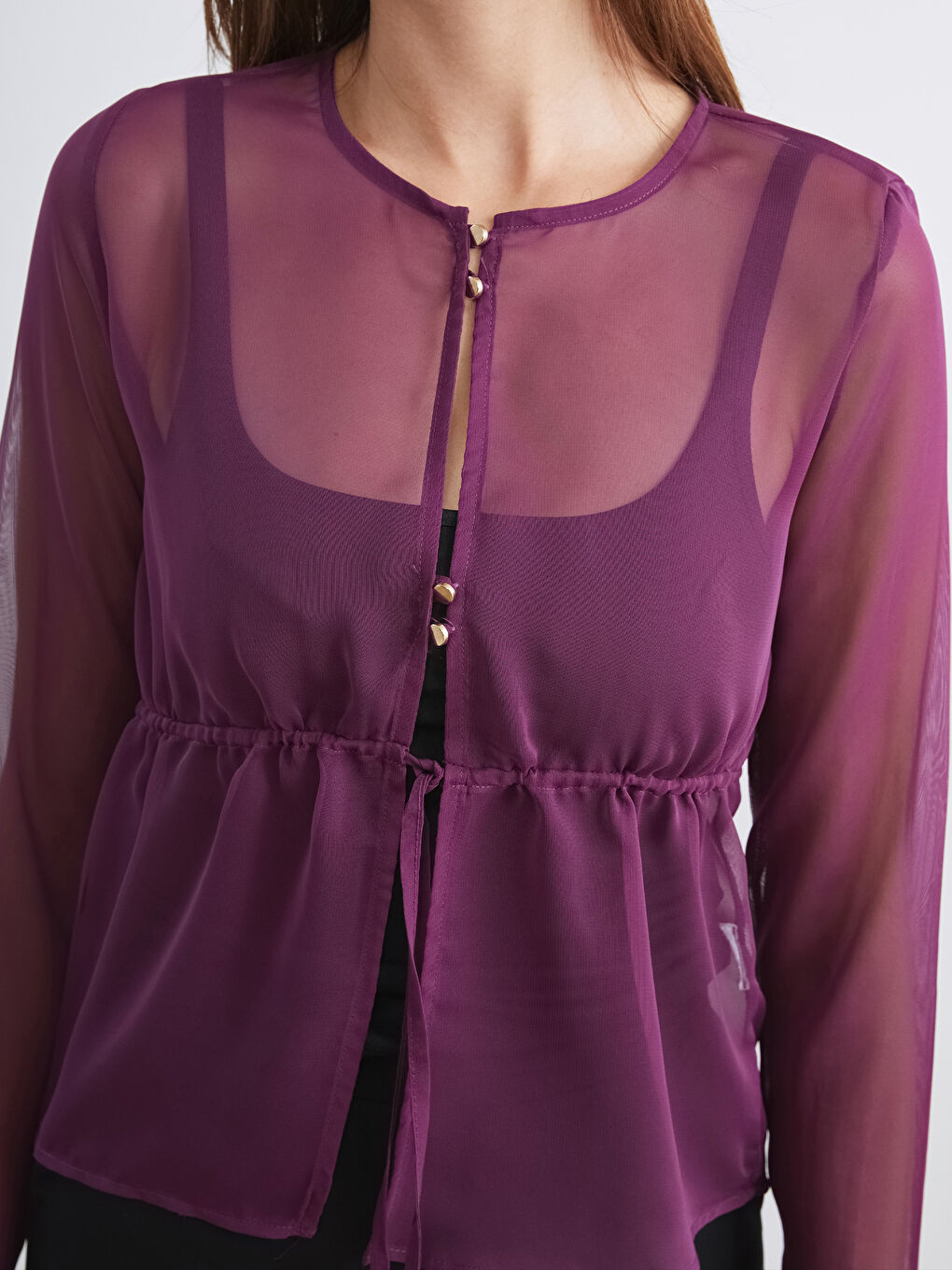 Mürdüm Bisiklet Yaka Transparan Bluz-2