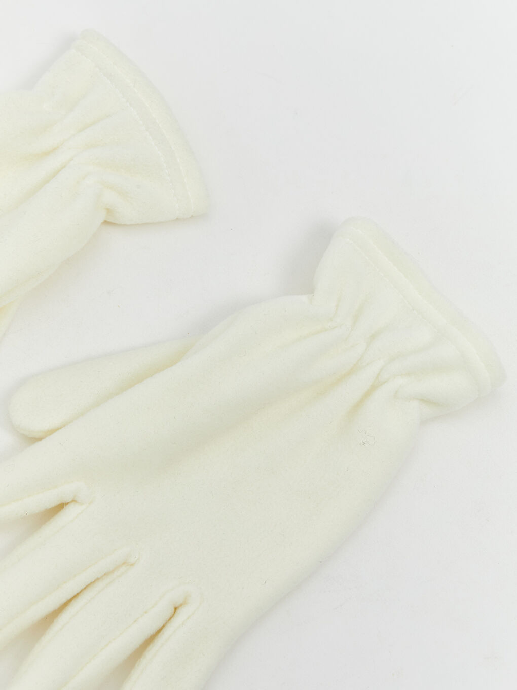Ekru Büzgü Detaylı Kadın Eldiven-1