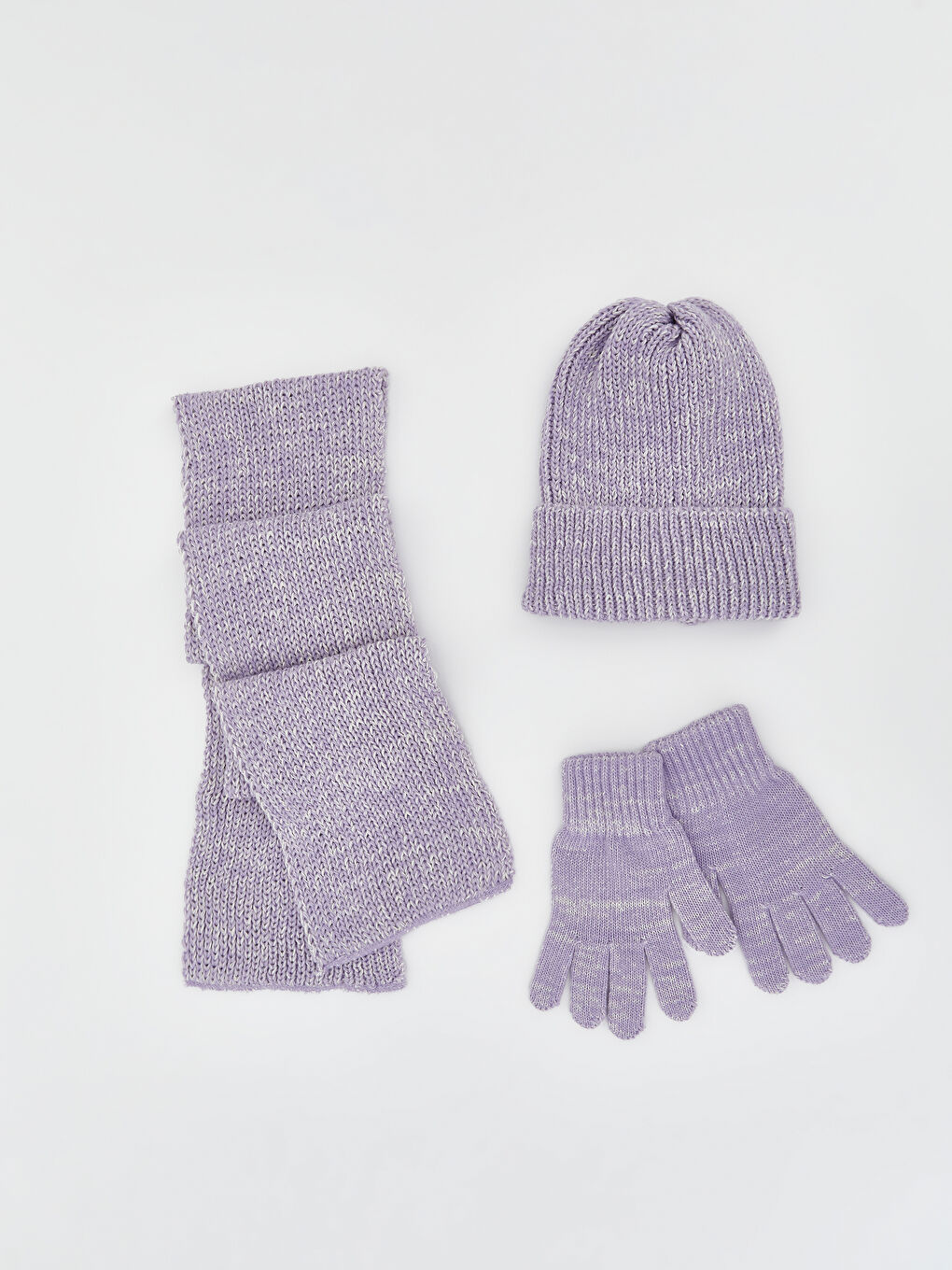 Mor Kız Çocuk Atkı Bere Ve Eldiven Takımı