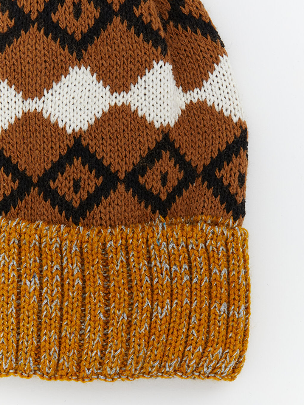 Sarı Geometrik Desenli Kız Çocuk Bere-1