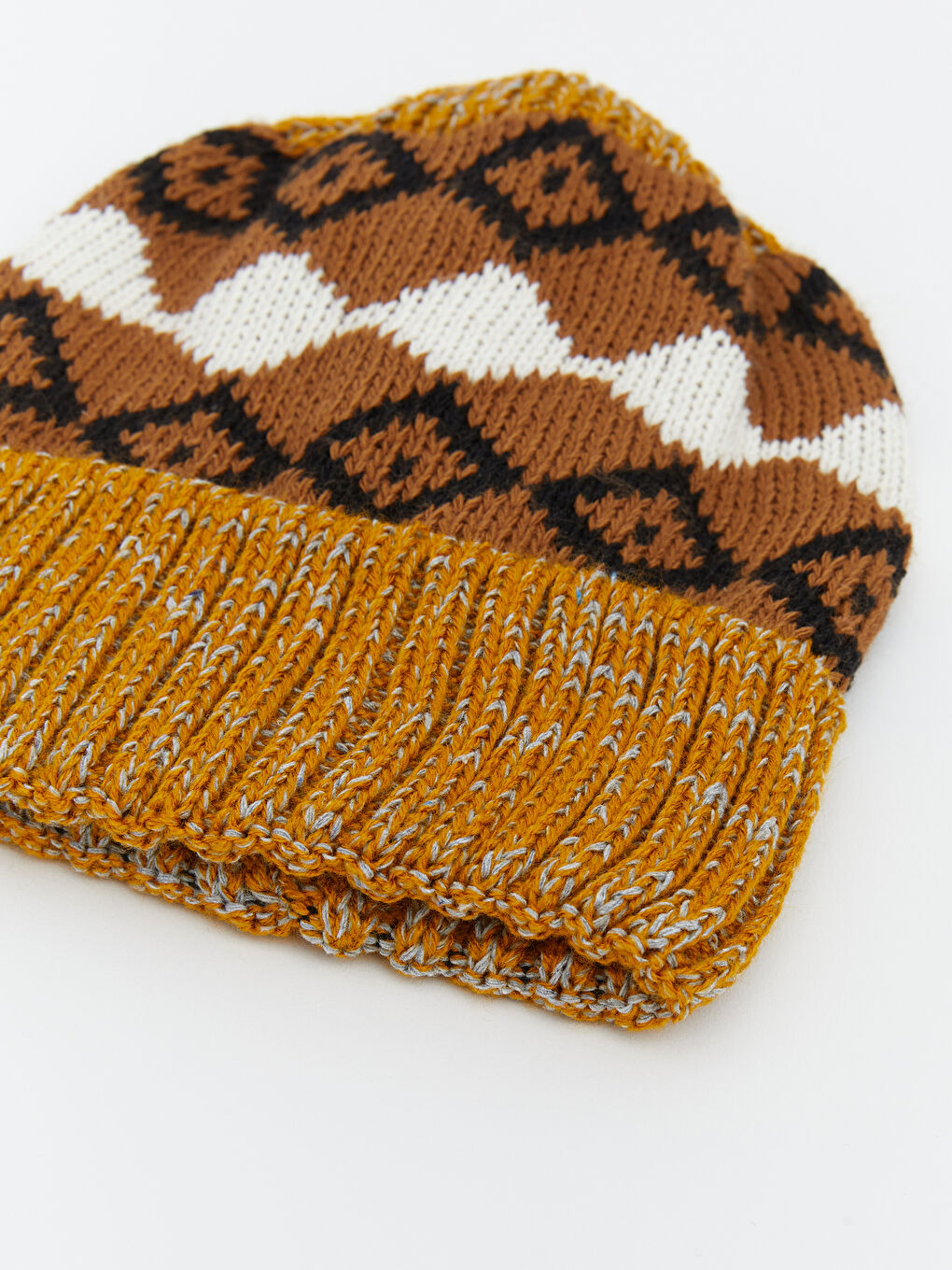 Sarı Geometrik Desenli Kız Çocuk Bere-2