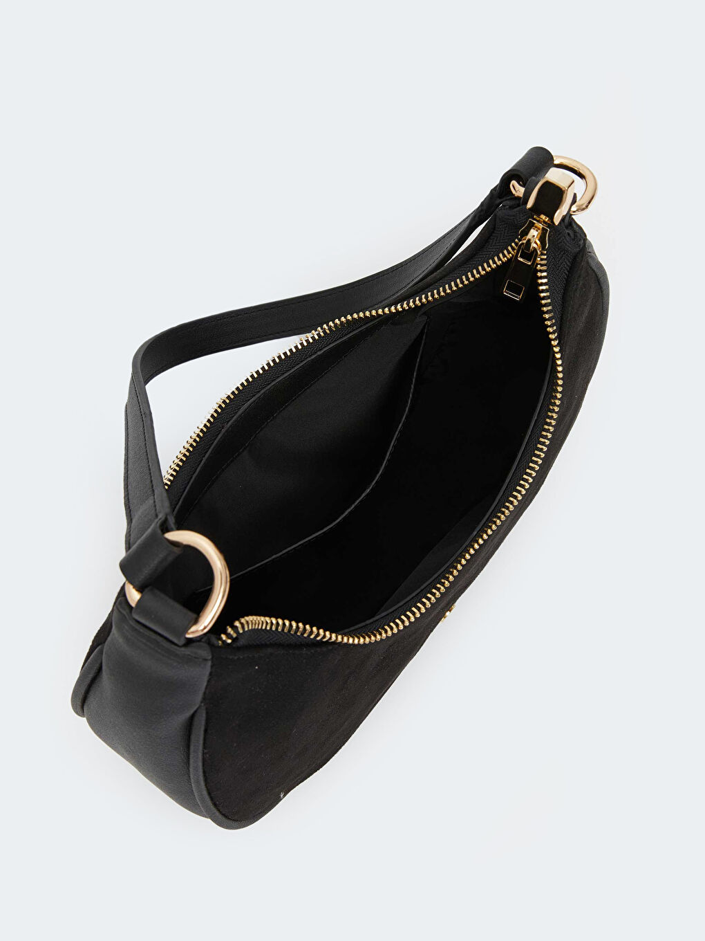 Siyah Süet Görünümlü Kadın Kol Çantası-5