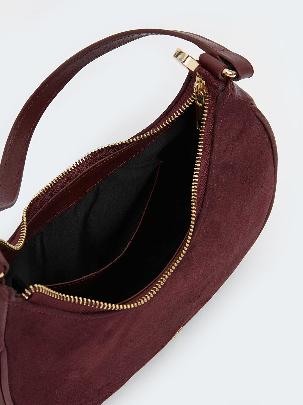 Bordo Süet Görünümlü Kadın Kol Çantası-4