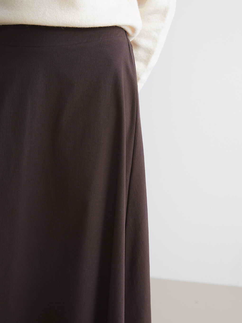 Kahverengi Beli Lastikli Kloş Etek-2