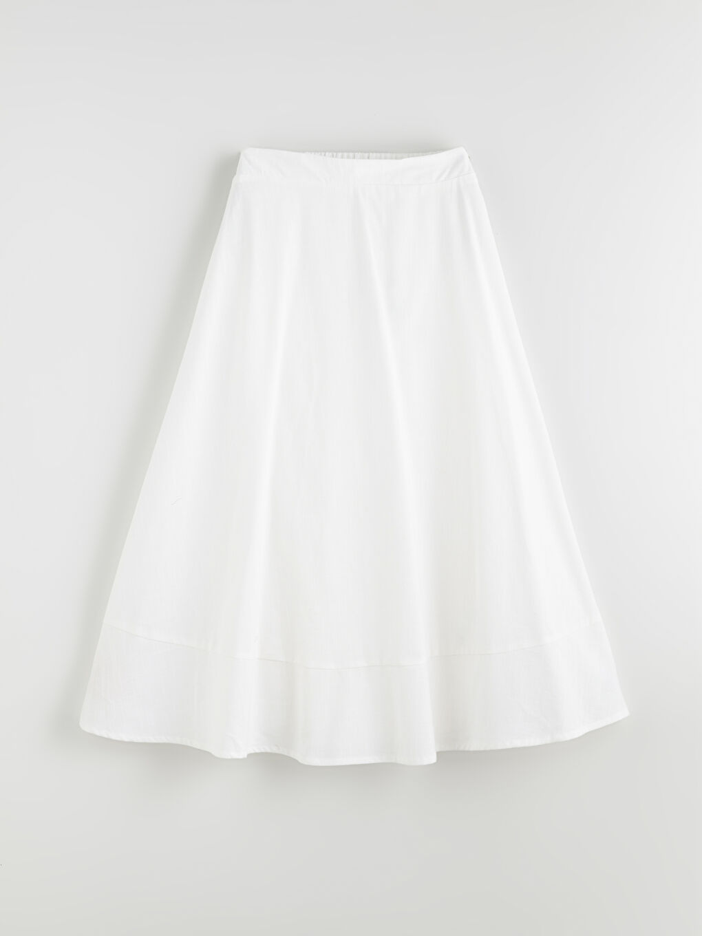 Beyaz Beli Lastikli Kloş Etek-4