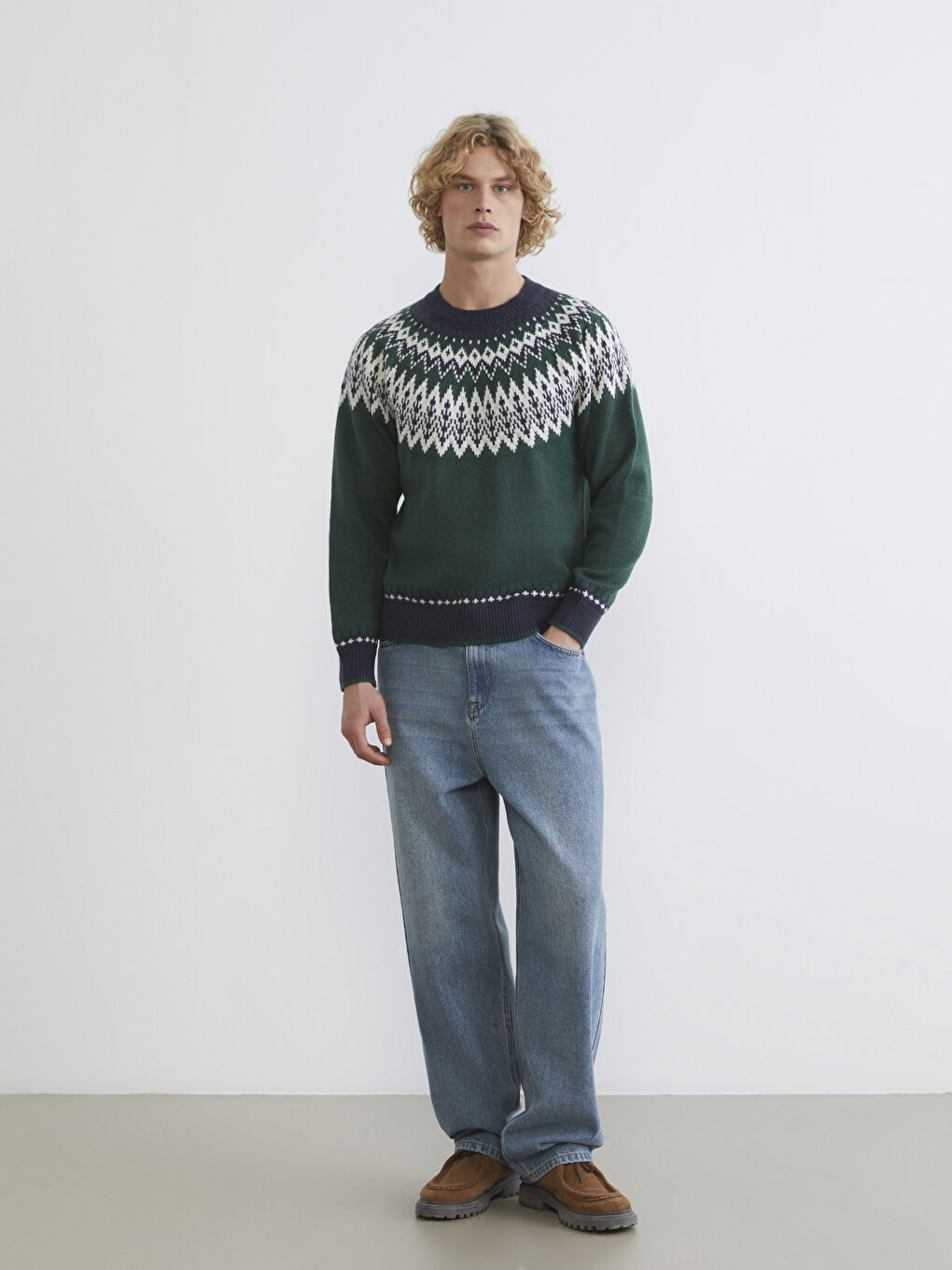 ерлерге арналған өрнекті трикотаж жемпір-1