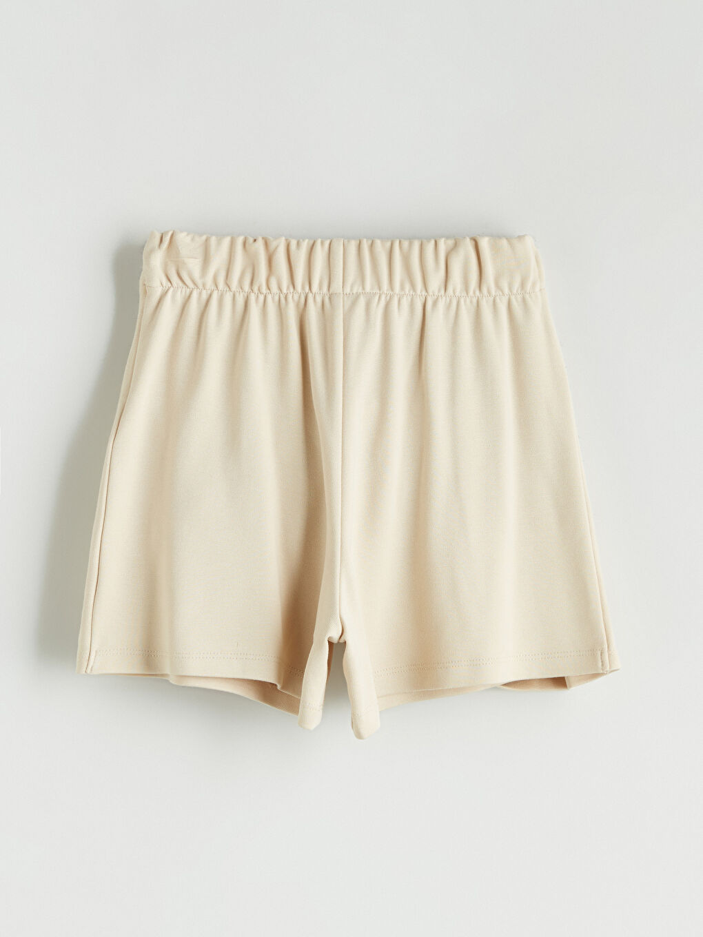 Bej Beli Lastikli Pileli Kız Çocuk Şort Etek-2