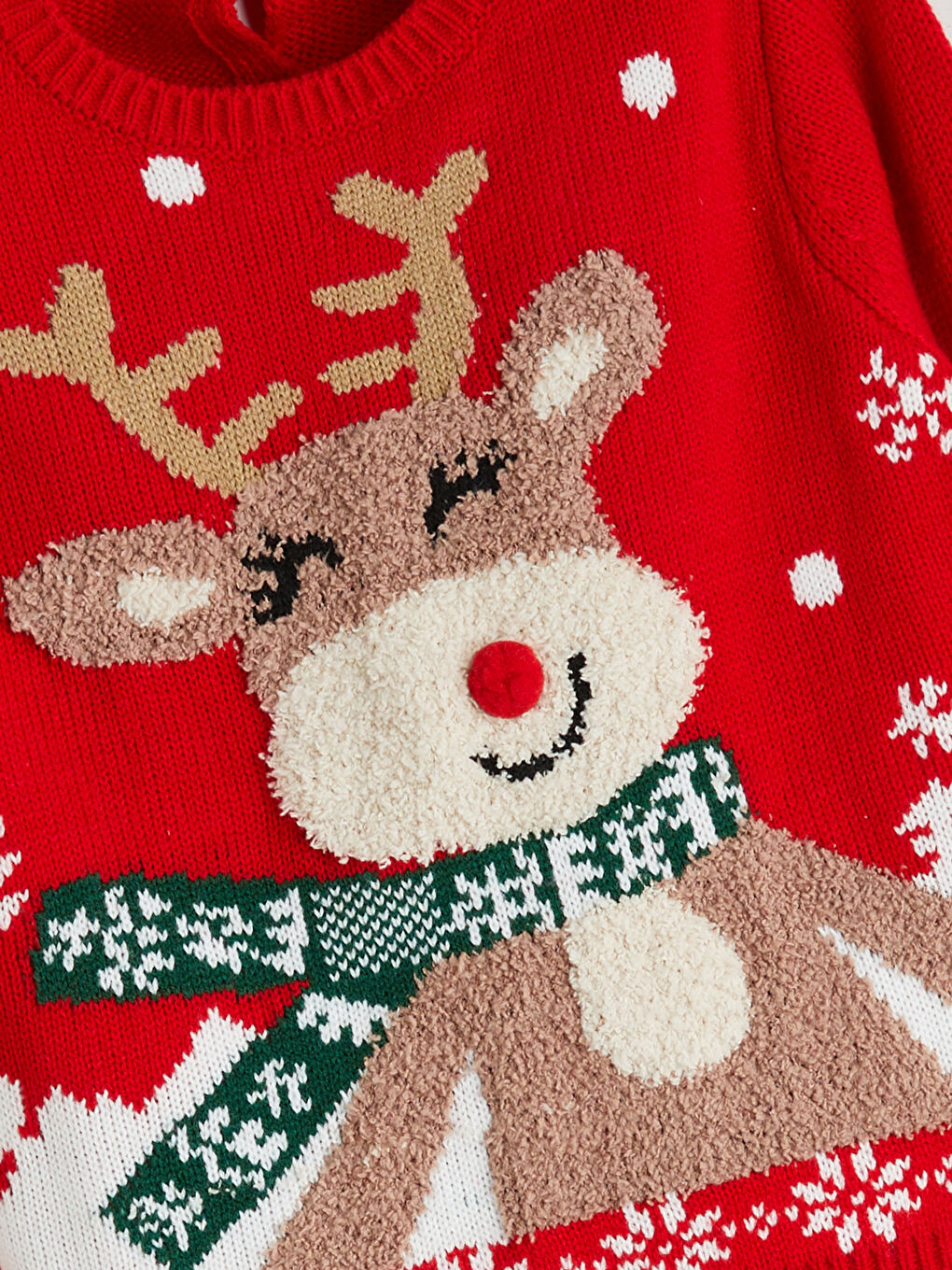 Crew Neck Christmas Themed Girls' Knitwear Sweater-1