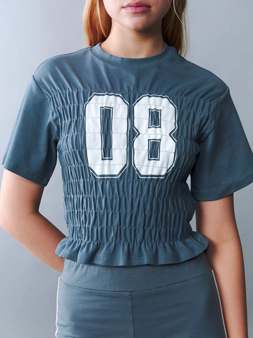 Mavi Bisiklet Yaka Genç Kız Tişört-3