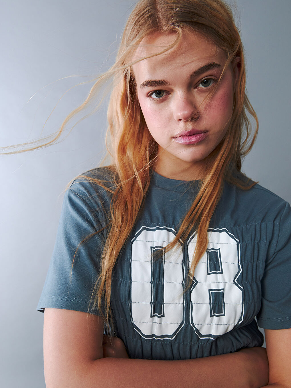 Mavi Bisiklet Yaka Genç Kız Tişört-2