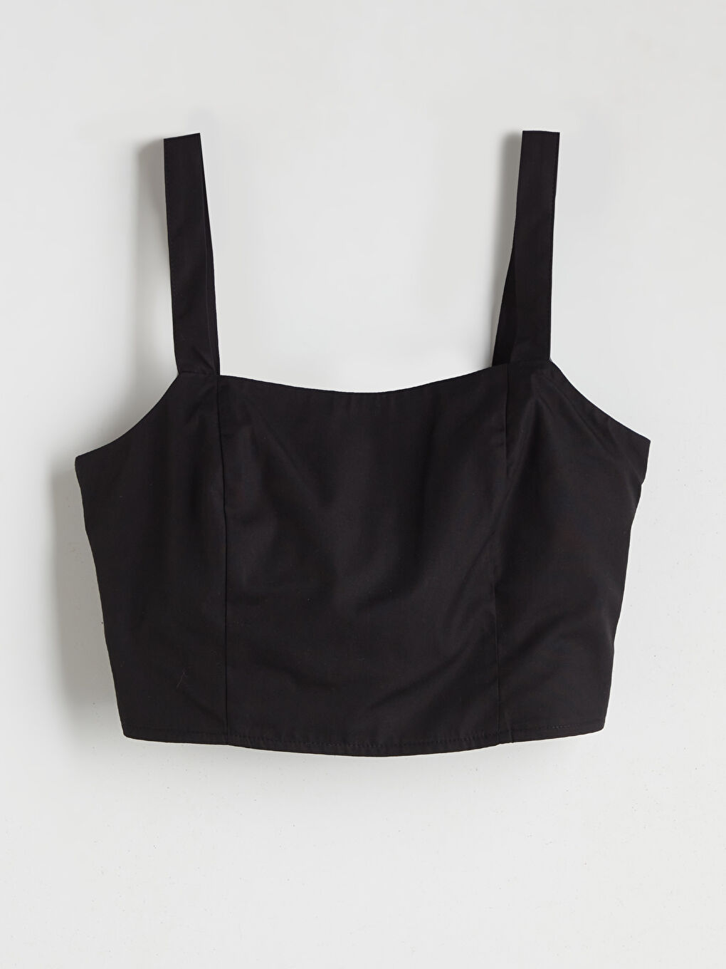 Siyah Kare Yaka Askılı Crop-4