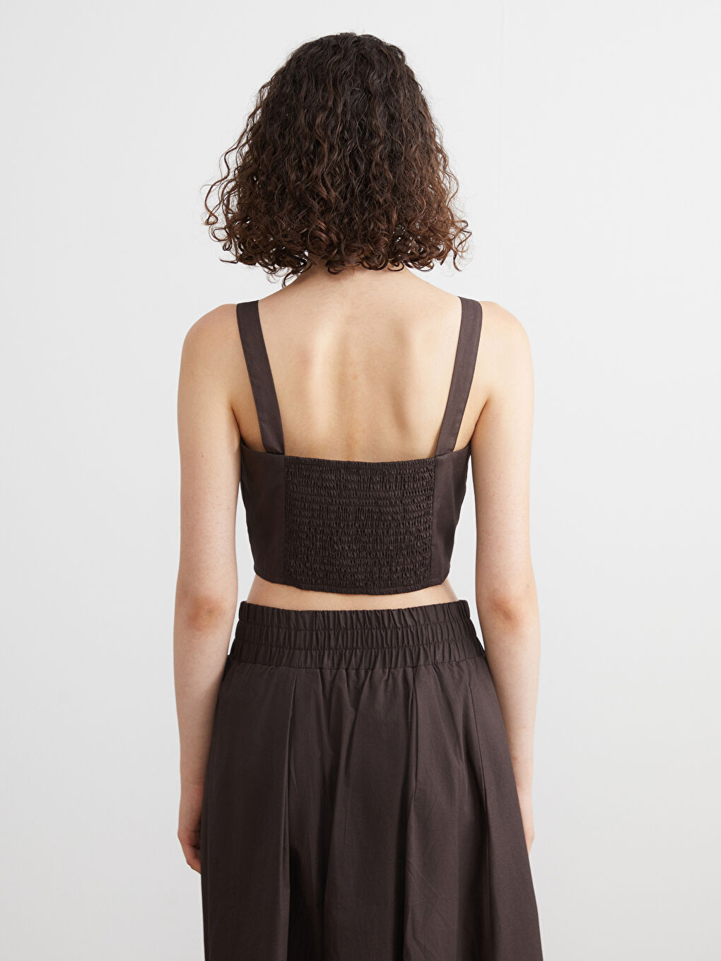 Kahverengi Kare Yaka Askılı Crop-3