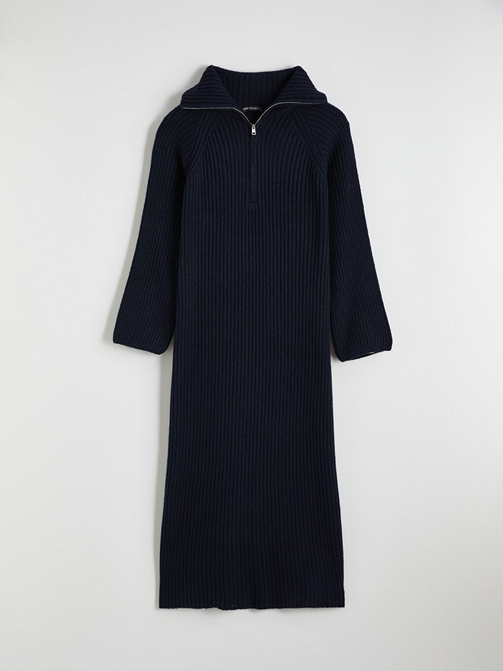 Lacivert Polo Yaka Triko Elbise