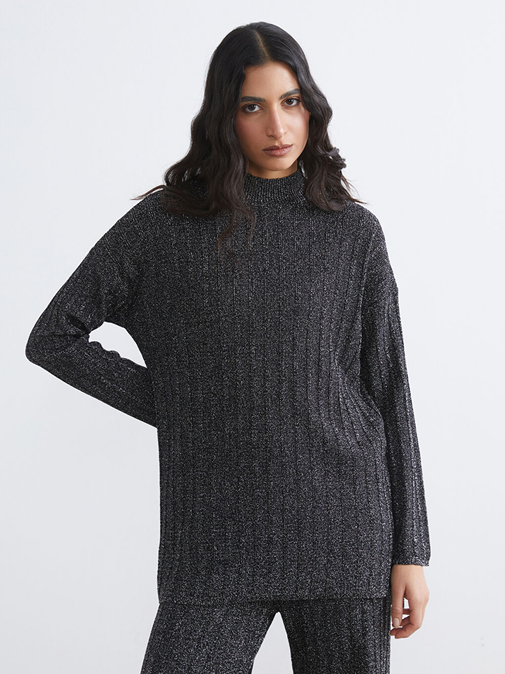 Funnel Neck Women's Knitwear Tunic