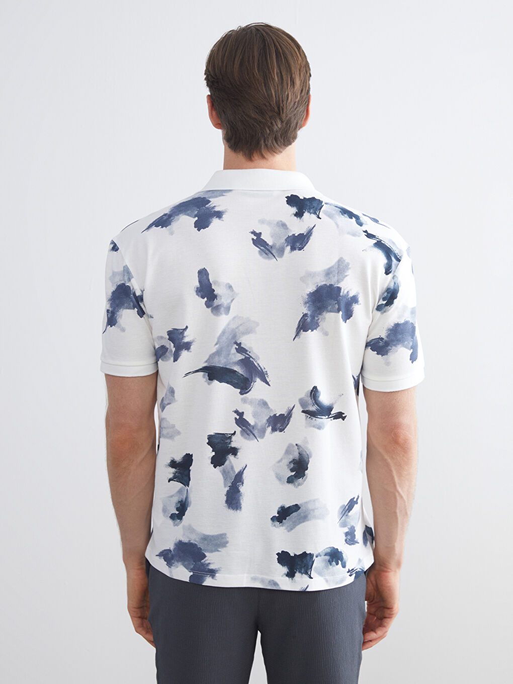 Lacivert Polo Yaka Desenli Pike Erkek Tişört-3