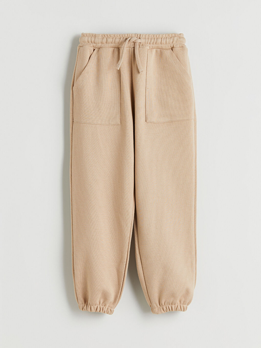 Bej Beli Lastikli Erkek Çocuk Jogger  Eşofman Altı