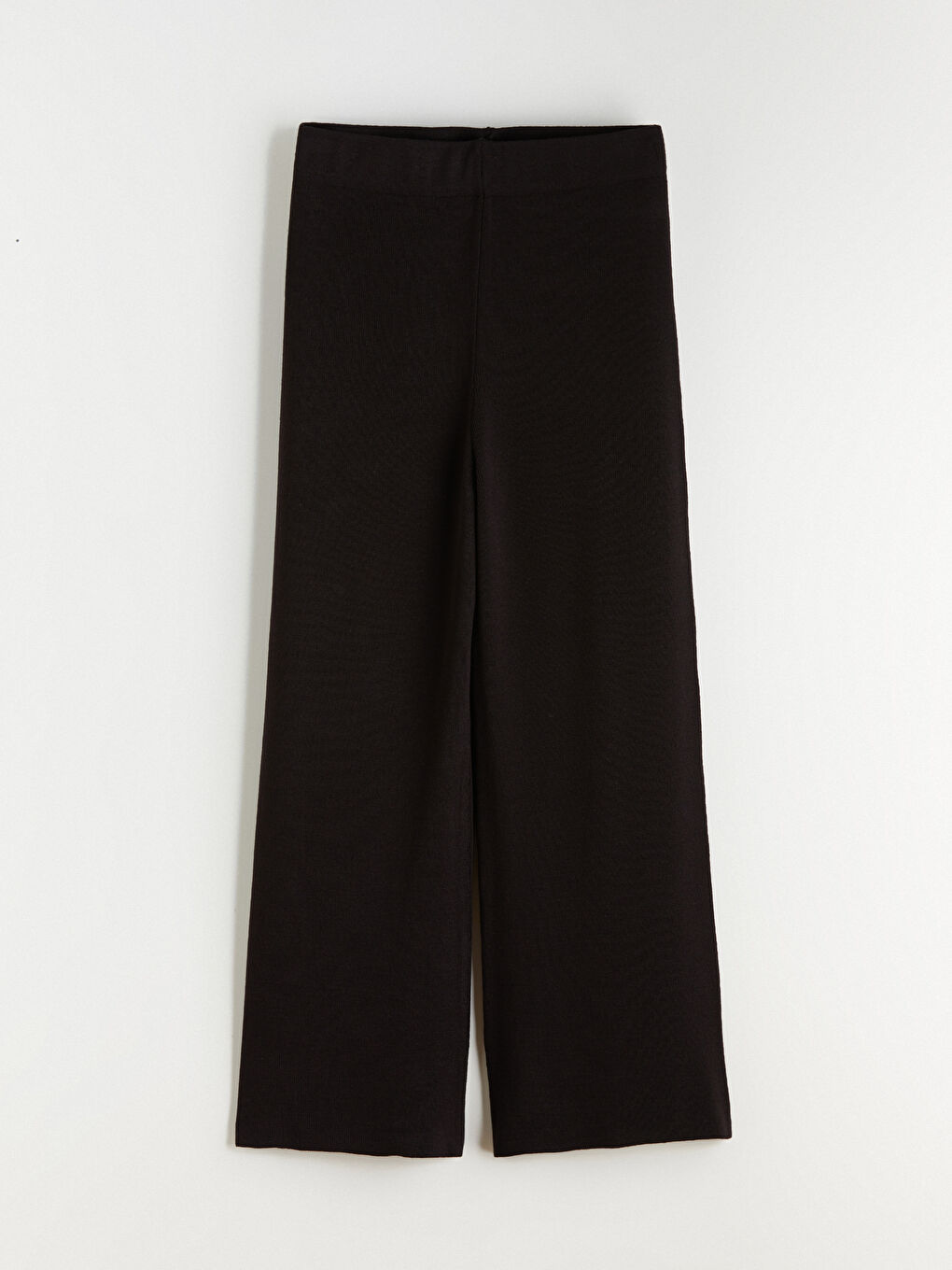 Siyah Beli Lastikli Geniş Paça Kadın Triko Pantolon-4