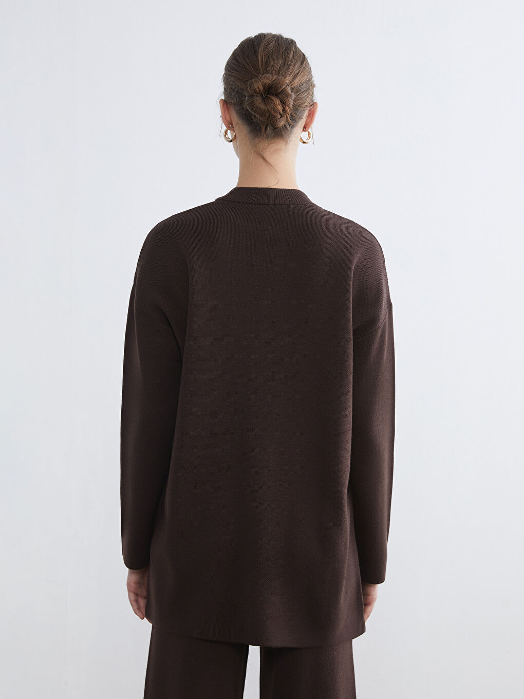 Kahverengi Bisiklet Yaka Kadın Triko Tunik-3