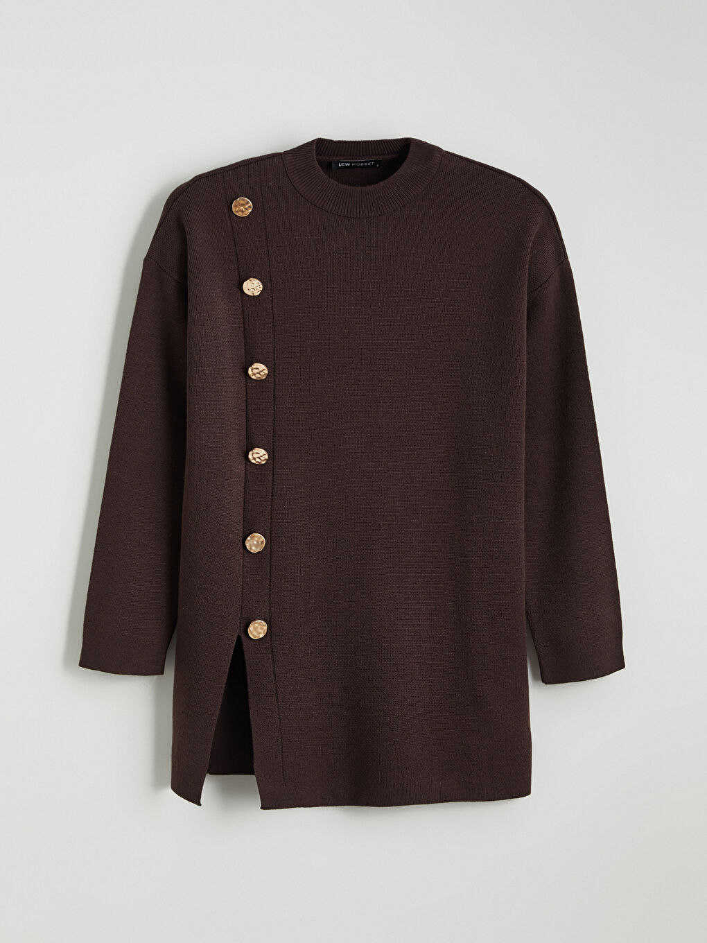 Kahverengi Bisiklet Yaka Kadın Triko Tunik-4