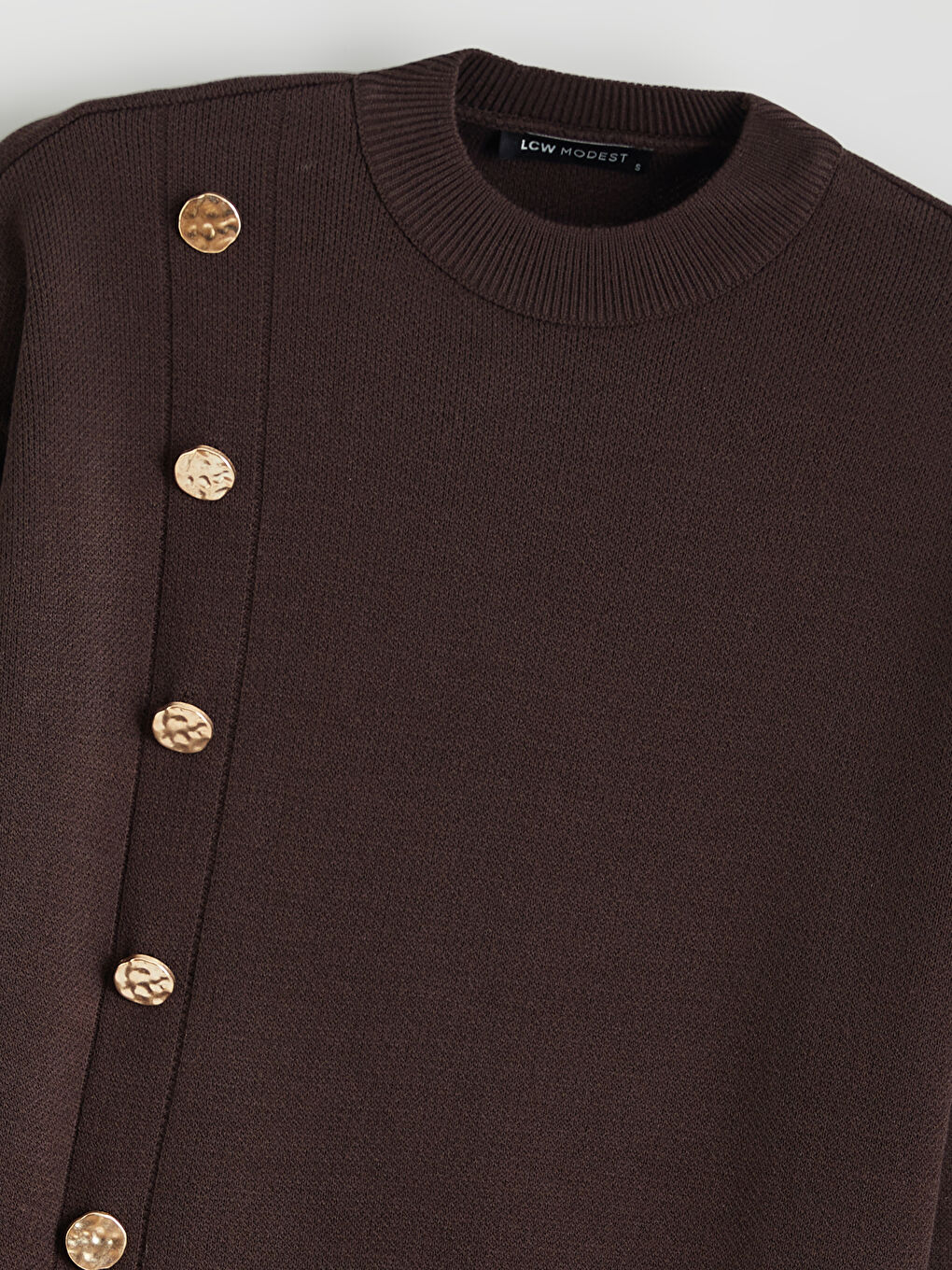 Kahverengi Bisiklet Yaka Kadın Triko Tunik-5