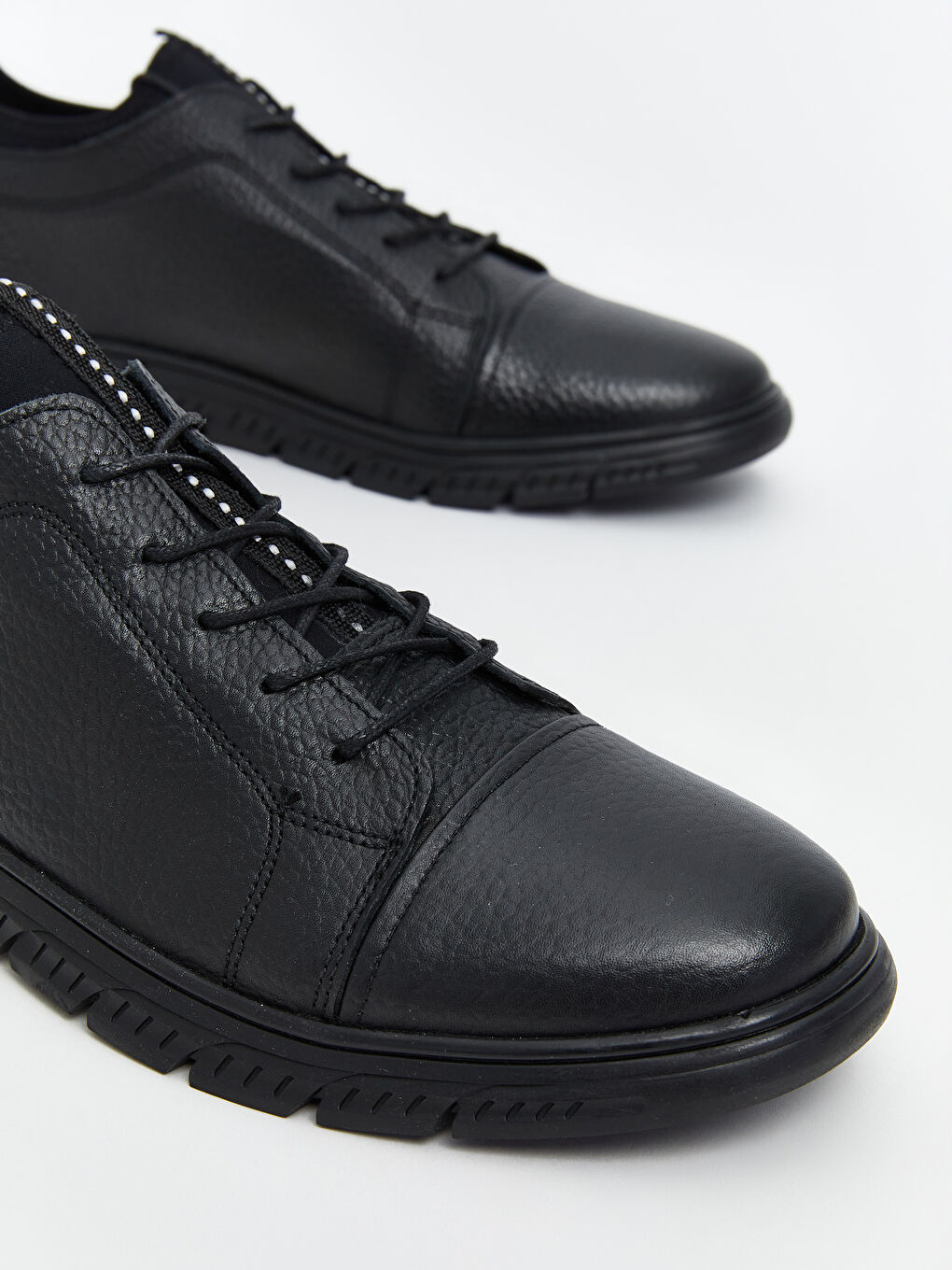 Siyah Hakiki Deri Erkek Spor Ayakkabı-2