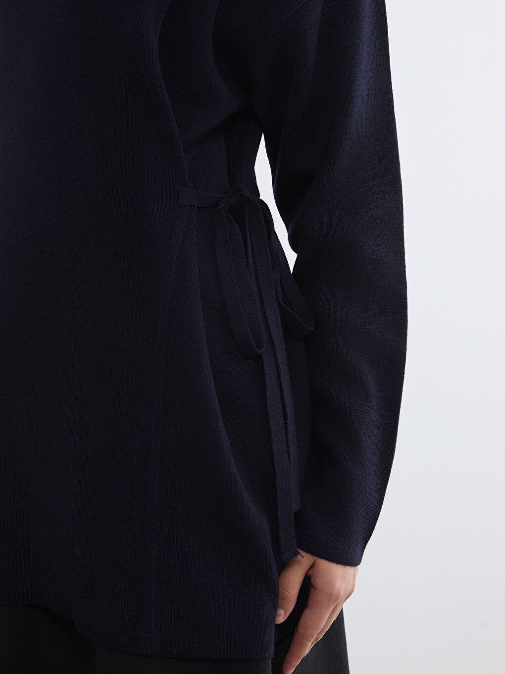 Lacivert Dik Yaka Oversize Kadın Triko Tunik-2