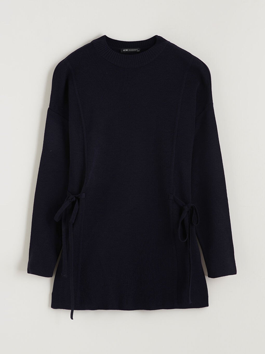 Lacivert Dik Yaka Oversize Kadın Triko Tunik-4