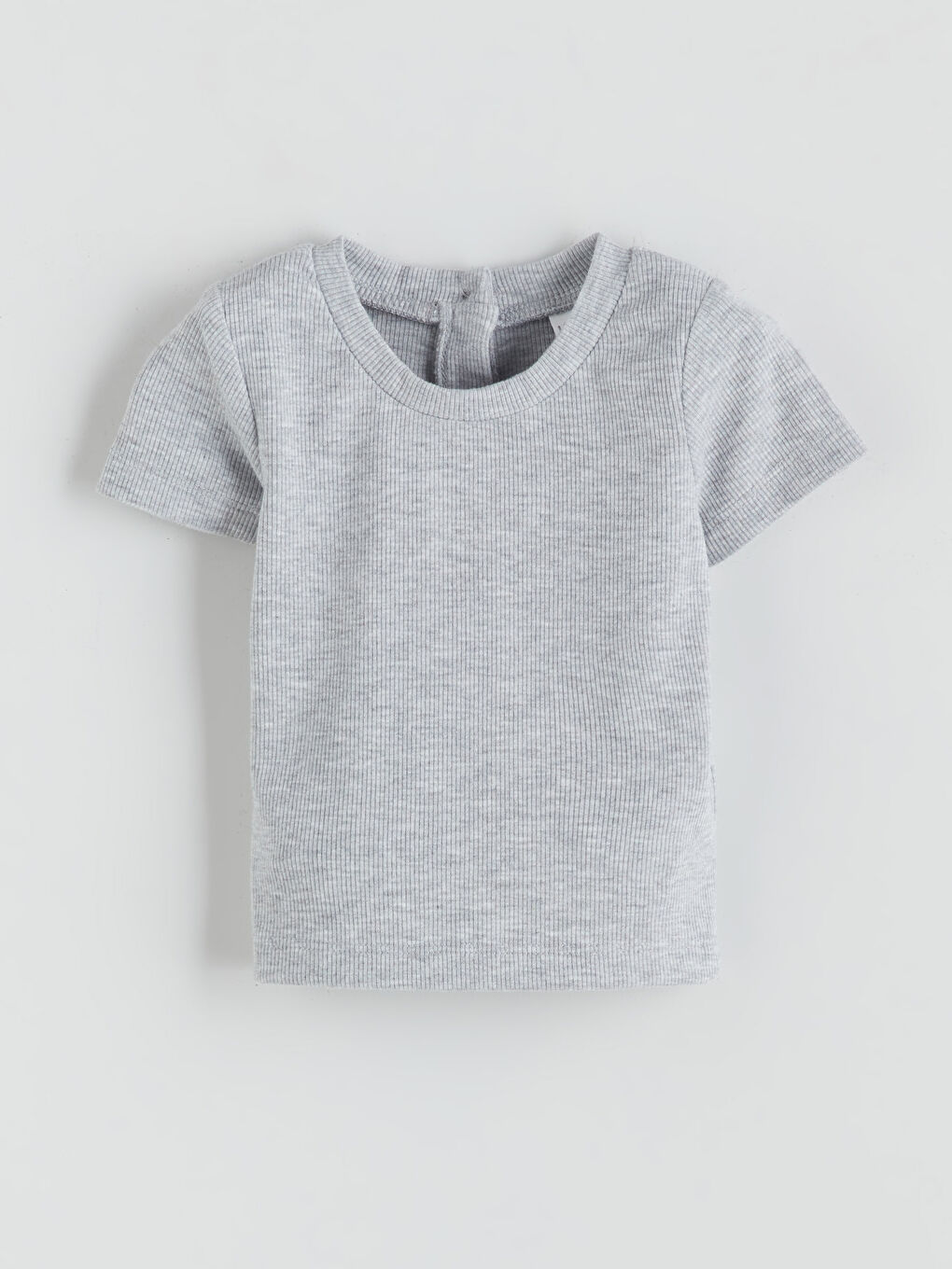 Gri Bisiklet Yaka Kısa Kollu Kız Bebek Bluz ve Tayt 2'li-1