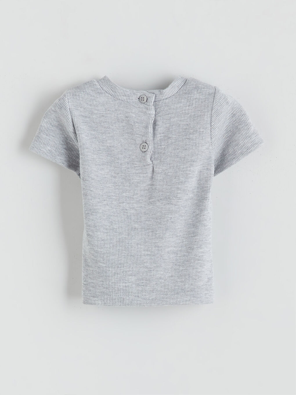 Gri Bisiklet Yaka Kısa Kollu Kız Bebek Bluz ve Tayt 2'li-2