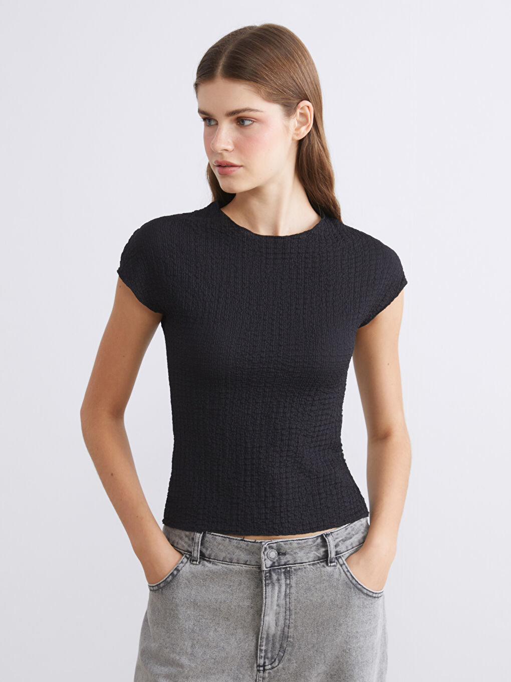 XSIDE Crew Neck Textured Women's Body -W5KT70Z8-CVL