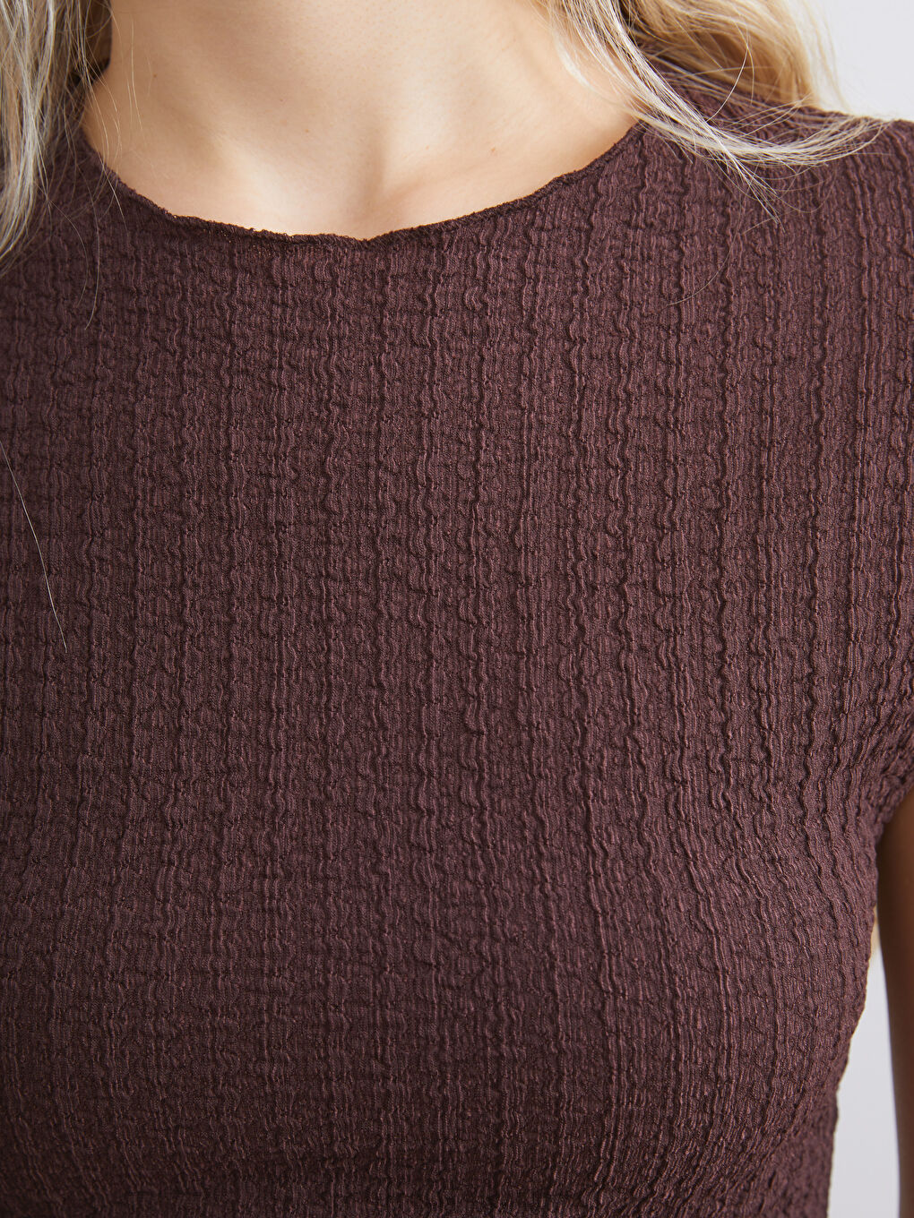 Corps Texturé à Col Rond pour Femmes-2