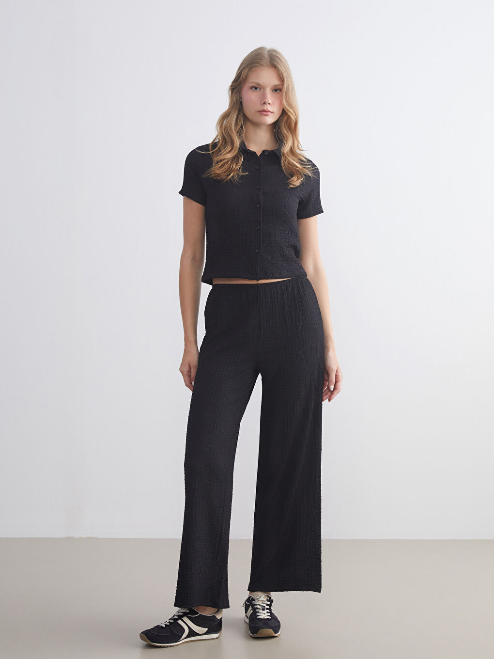 XSIDE Elasticated Waist Textured Women's Trousers -W5KT71Z8-CVL