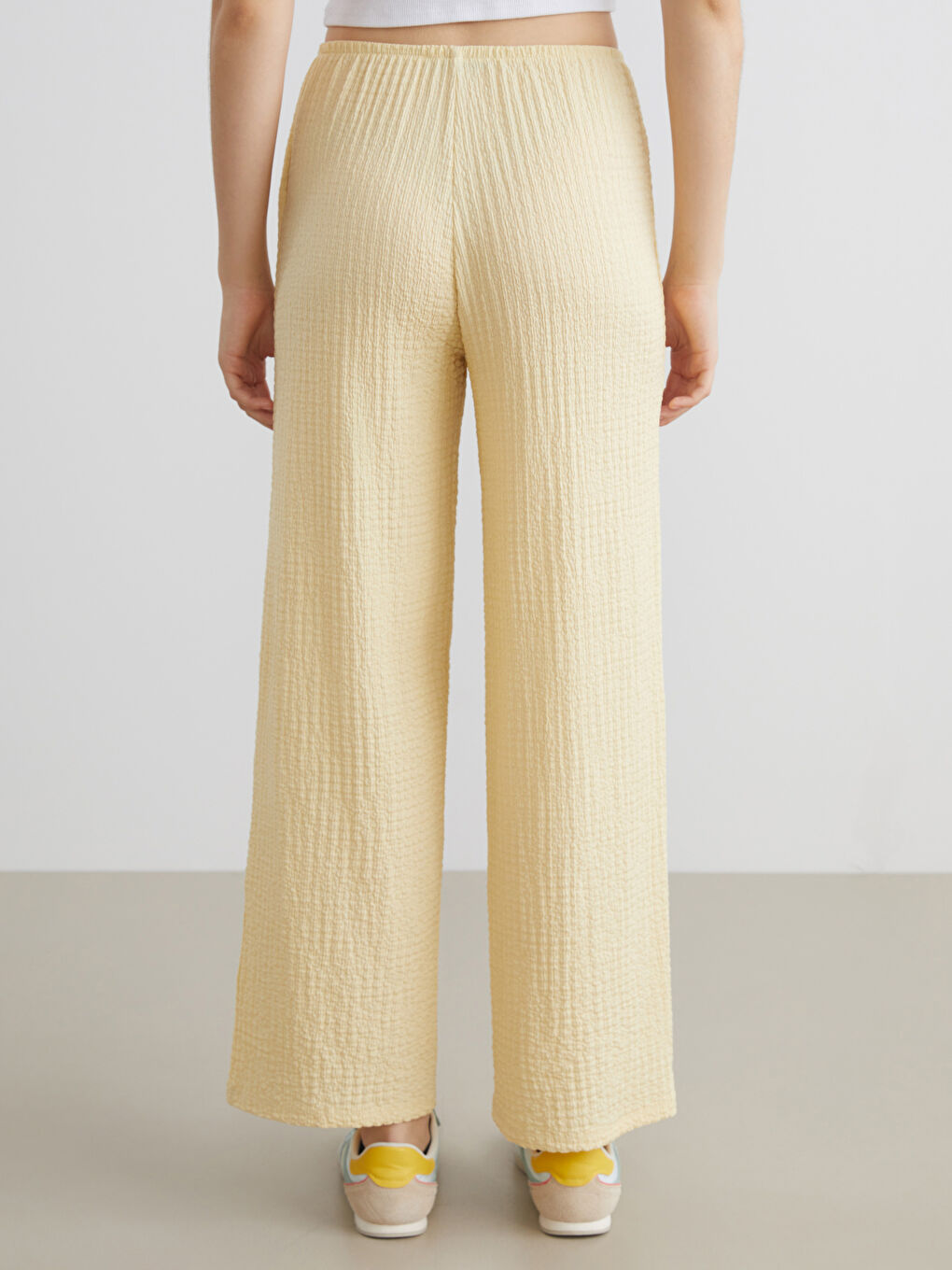 XSIDE Elasticated Waist Textured Women's Trousers -W5KT71Z8-CYN