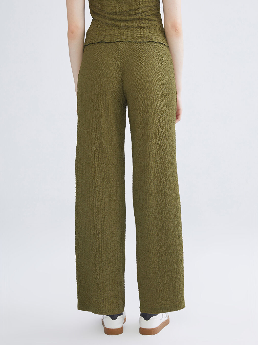 Elasticated Waist Textured Women's Trousers-3