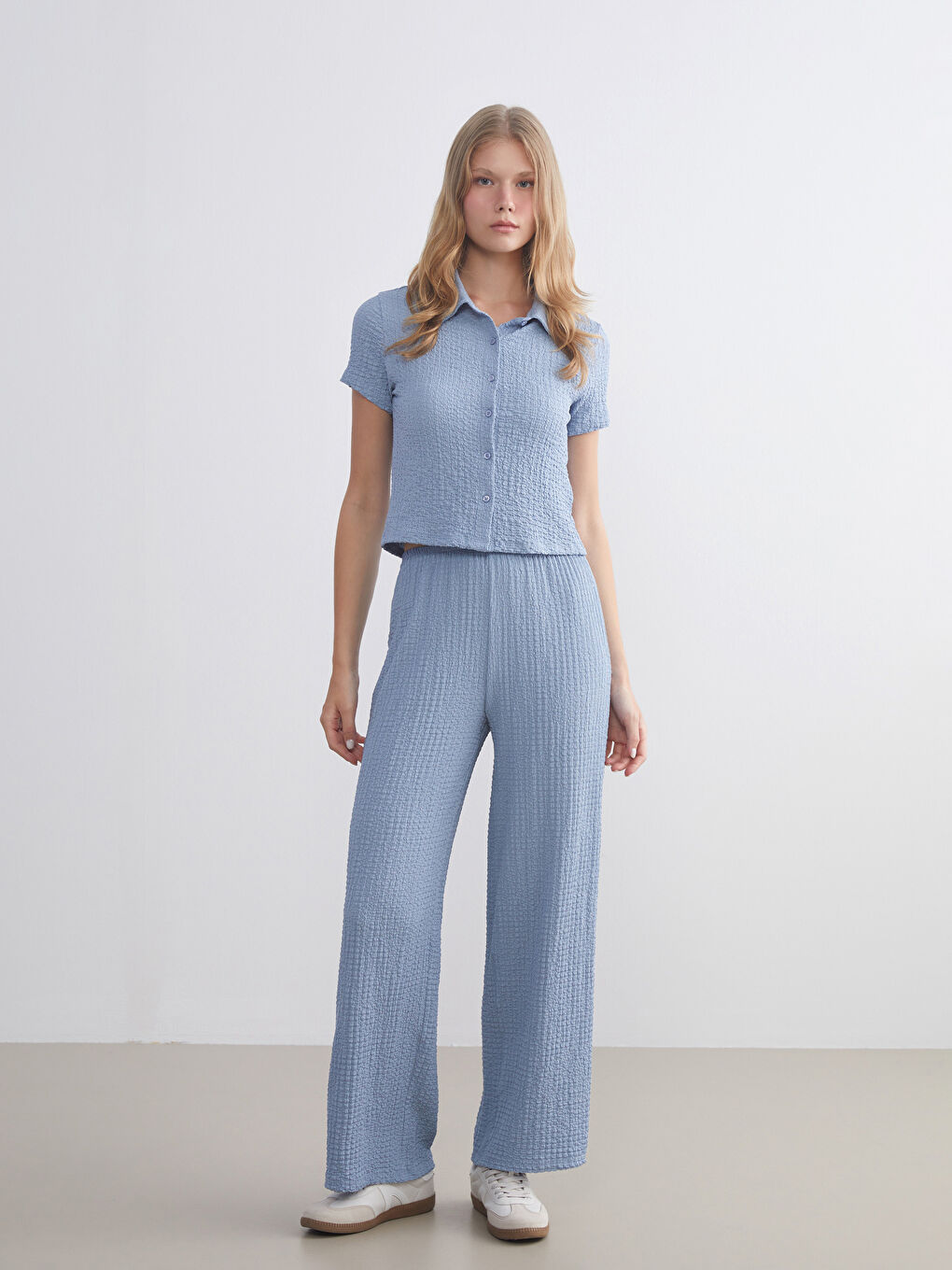 XSIDE Elasticated Waist Textured Women's Trousers -W5KT71Z8-DUJ