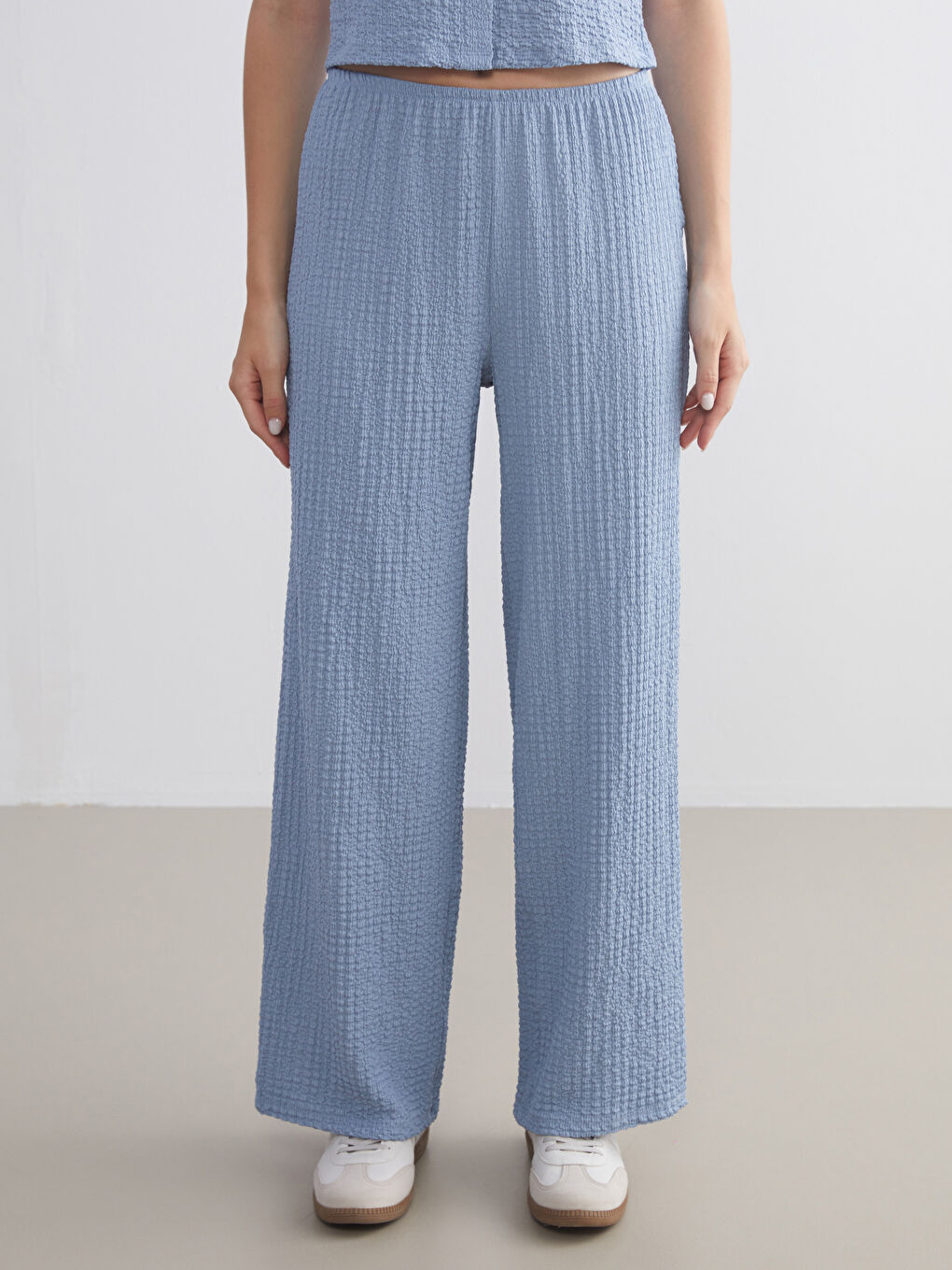 XSIDE Elasticated Waist Textured Women's Trousers -W5KT71Z8-DUJ