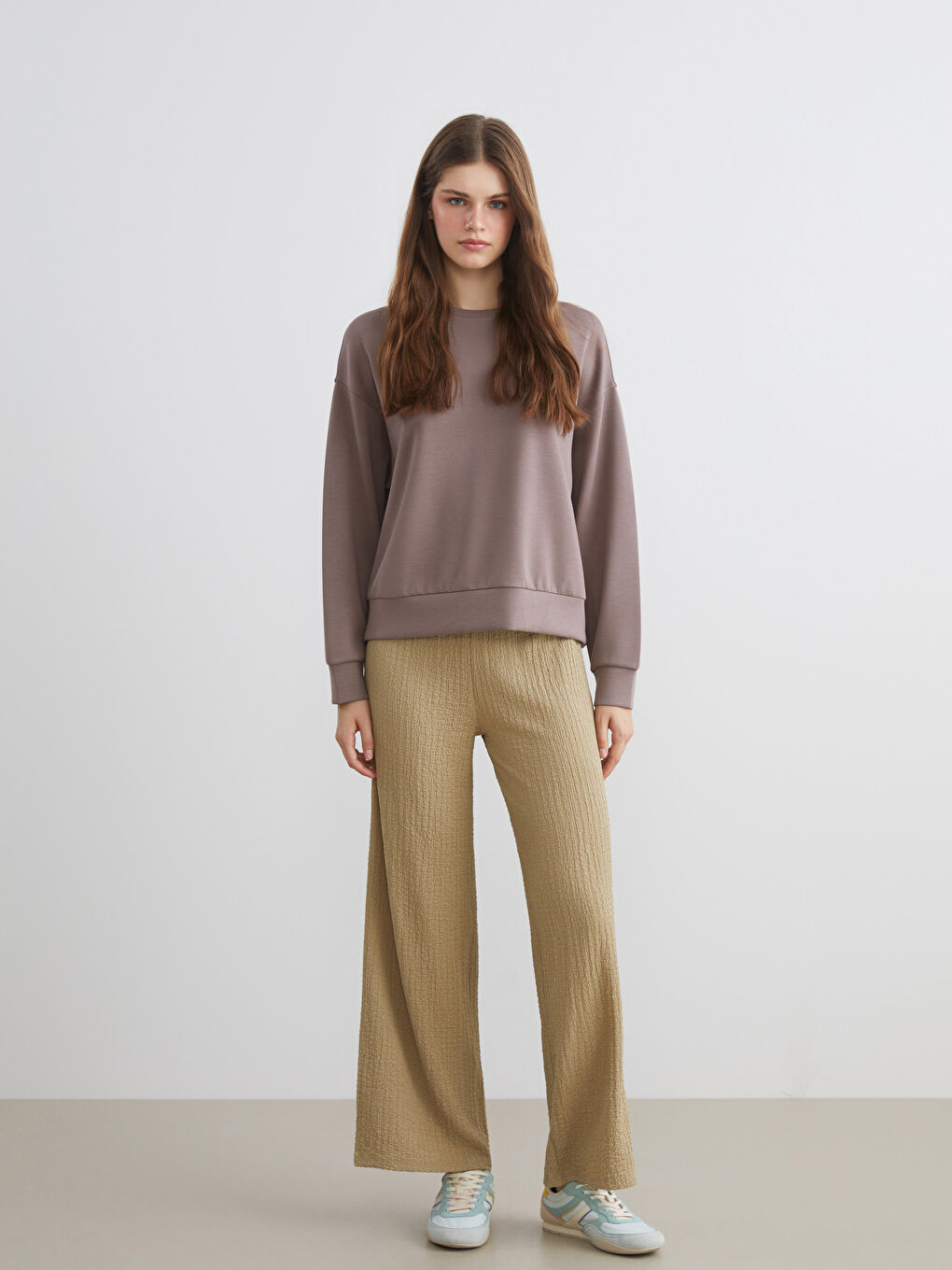 XSIDE Elasticated Waist Textured Women's Trousers -W5KT71Z8-ZS5