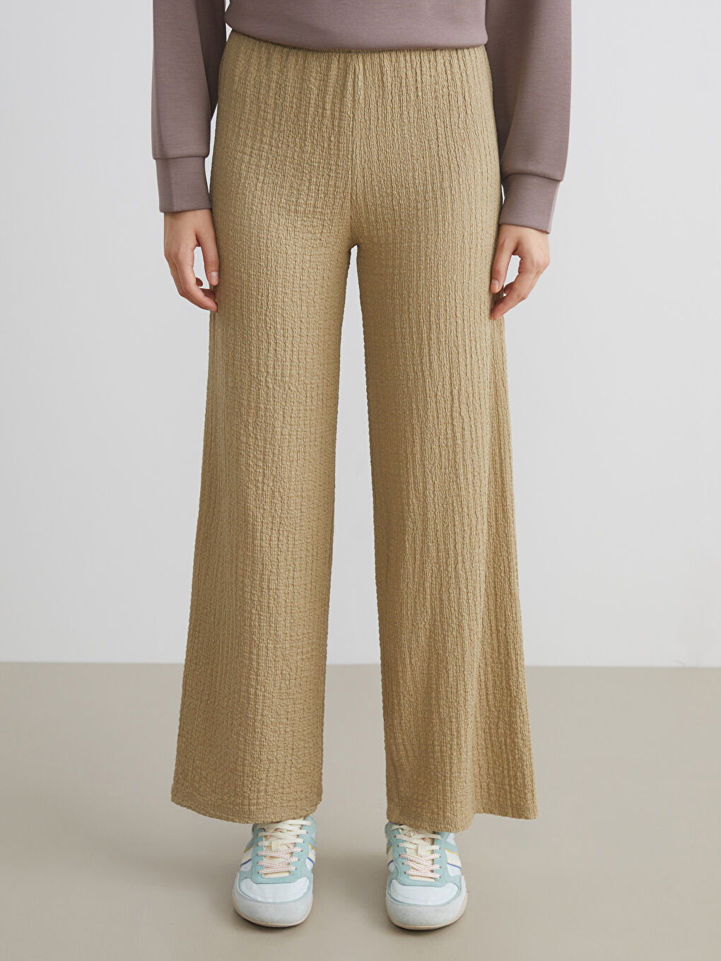 XSIDE Elasticated Waist Textured Women's Trousers -W5KT71Z8-ZS5