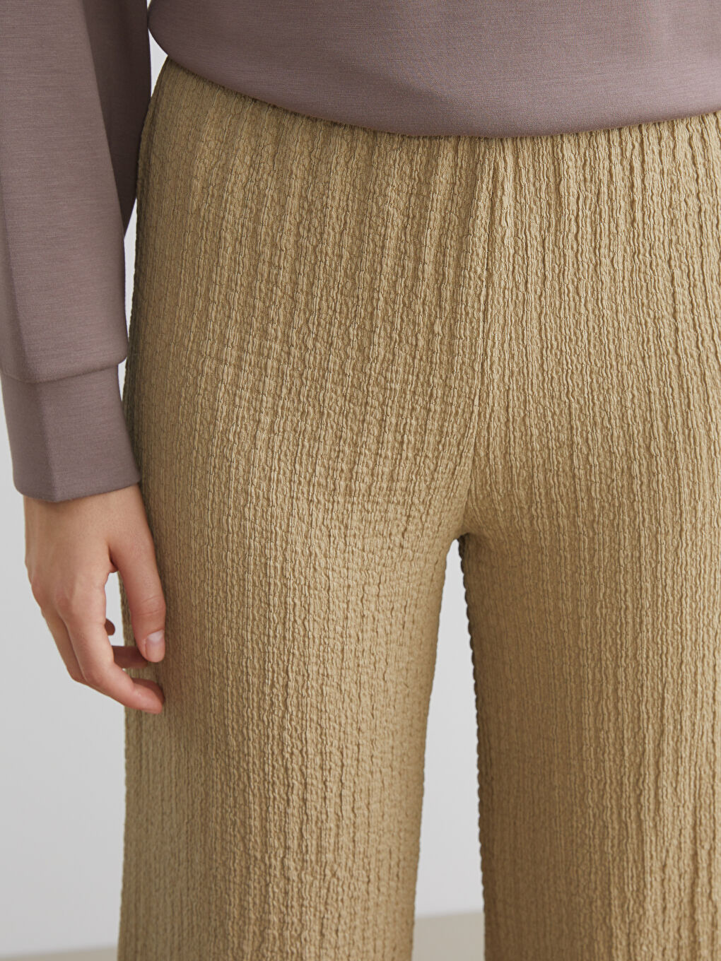 XSIDE Elasticated Waist Textured Women's Trousers -W5KT71Z8-ZS5