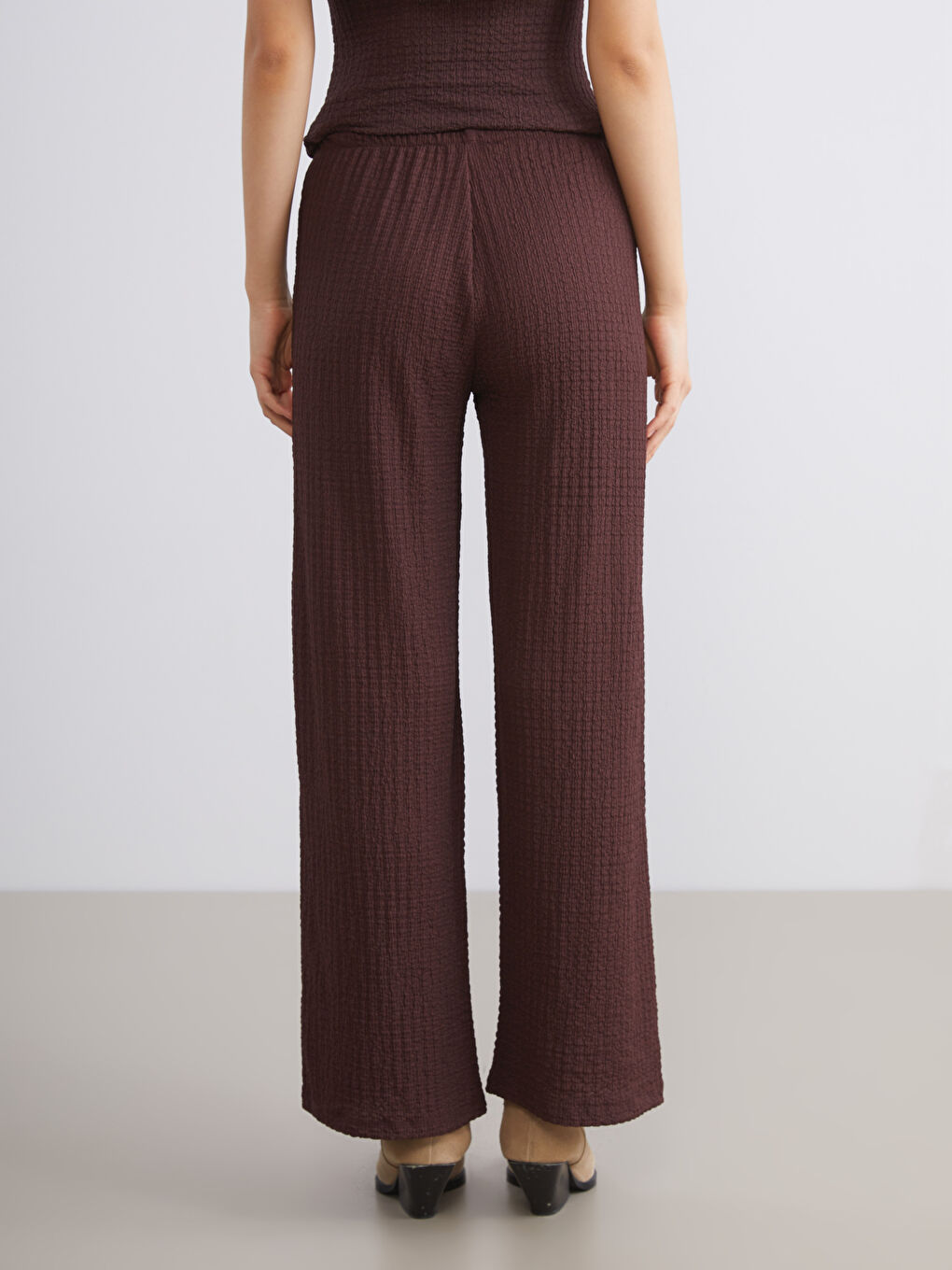 Elasticated Waist Textured Women's Trousers-6