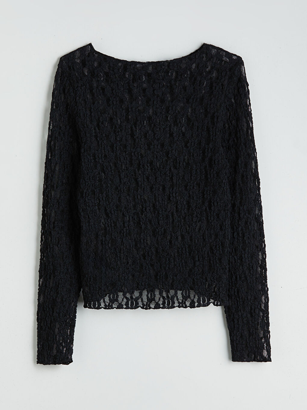 Siyah Kayık Yaka Dantelli Bluz-5
