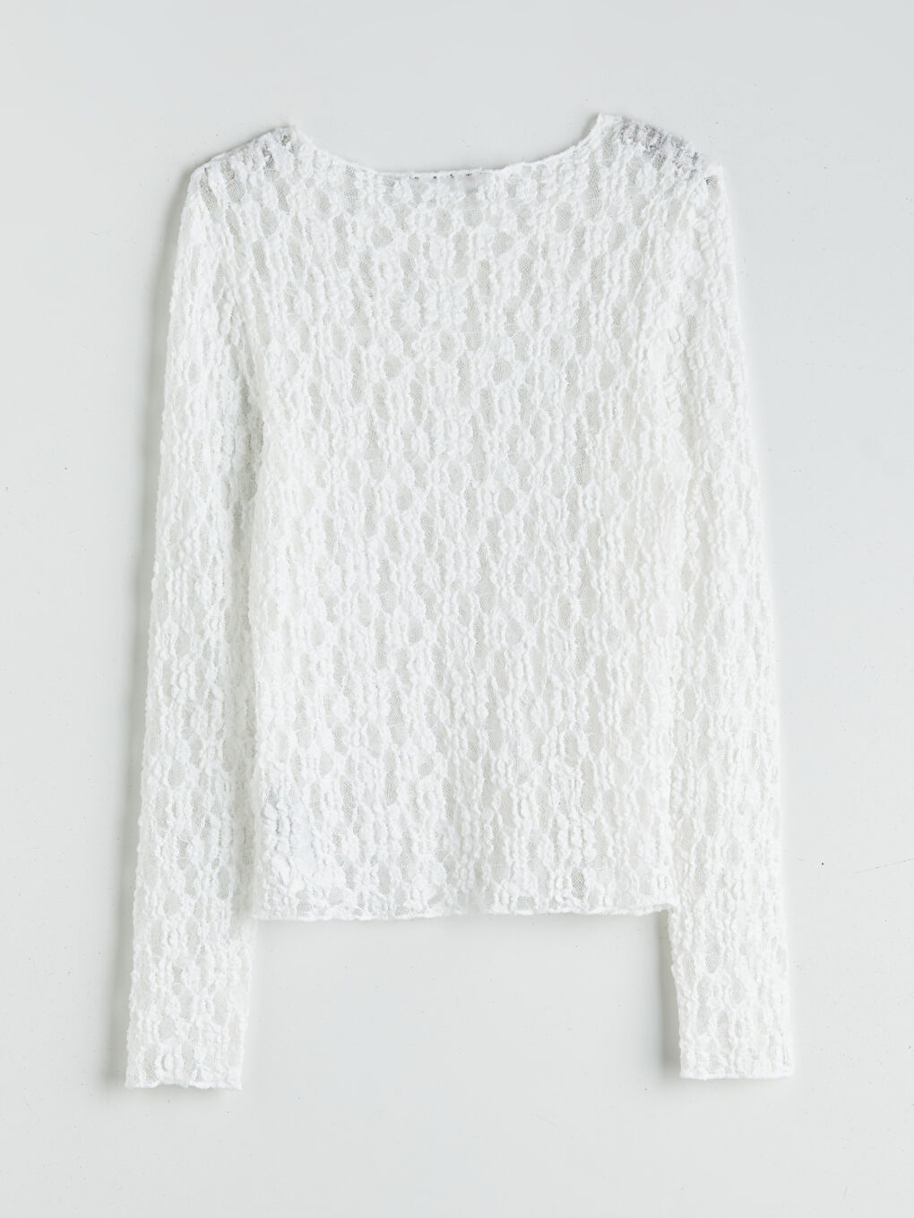 Ekru Kayık Yaka Dantelli Bluz-5